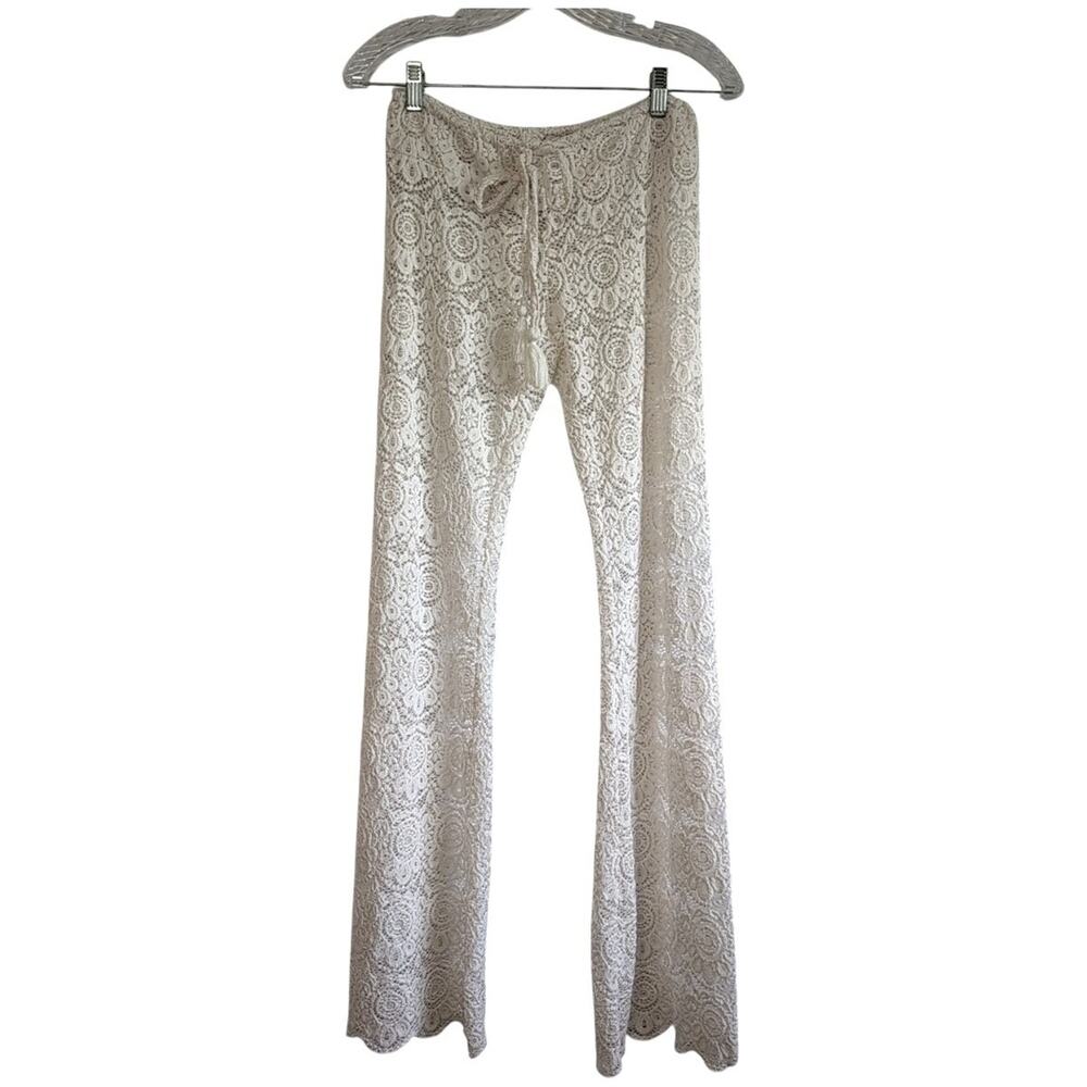 Olivaceous Shear Lace Beach Pants Size Small Boho Festival Cover-Up Resortwear